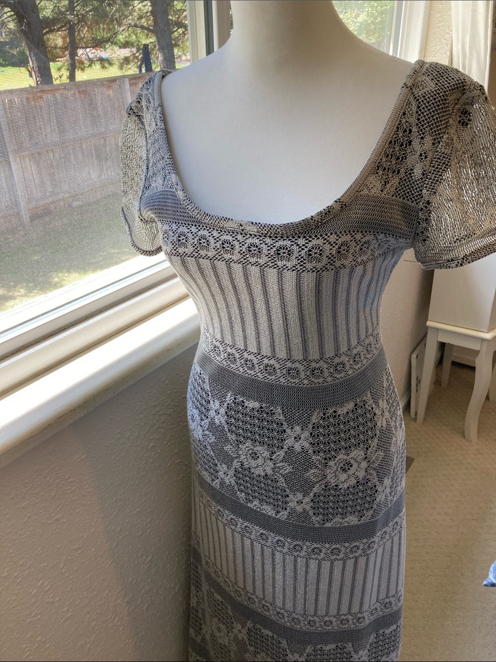 Breakin' Loose Silver Vintage Maxi Dress size 5/6 - Picture 4 of 9
